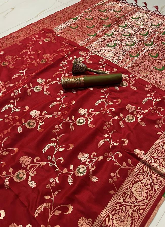 Silk Maroon Festival Wear Weaving Saree